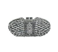 Womens Clutches Woman Purple Champagne Clutch Purse Crystal Wedding Party Dinner Evening Bag Hollow Diamond Handbag(Silver)