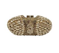 Womens Clutches Woman Purple Champagne Clutch Purse Crystal Wedding Party Dinner Evening Bag Hollow Diamond Handbag(Yellow)