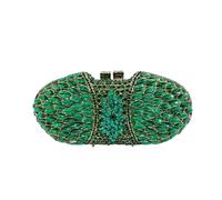 Womens Clutches Woman Purple Champagne Clutch Purse Crystal Wedding Party Dinner Evening Bag Hollow Diamond Handbag(Green)