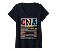 Womens CNA Nutrition Facts Compassion Skilled V-Neck T-Shirt