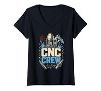 Women's CNC Machinist Crew Operator V-Neck T-Shirt