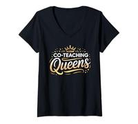 Women's Co Teaching Queens T Shirt Perfect for Educators V-Neck T-Shirt