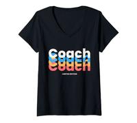 Womens Coach Funny Birthday Worker Idea Life Mental Health Coaching V-Neck T-Shirt