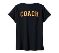 Womens Coach Sports Trainer Vintage Yellow Burgundy on The Back V-Neck T-Shirt