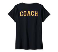 Womens Coach Sports Trainer Vintage Yellow Purple on The Back V-Neck T-Shirt