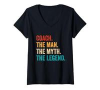 Womens Coach The Man The Myth The Legend Coaching Sports Trainer V-Neck T-Shirt