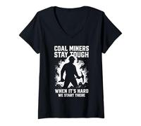 Womens Coal Miners Stay Tough Inspirational Underground Mining V-Neck T-Shirt