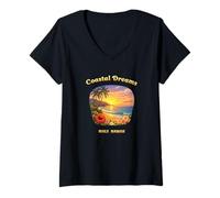 Women's Coastal Dreams Maui Hawaii Beach Sunset Vacation V-Neck T-Shirt