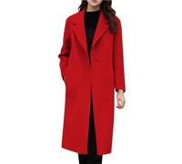 Women's Coat Single-Breasted Mid-Length Long Sleeve Relaxed Fit Trench Coat Ladies Elegant Solid Color Casual Overcoat Outerwear Autumn Winter