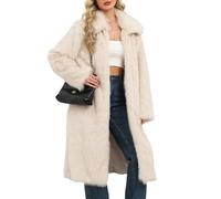 Womens Coats Clearance, Womens Long Faux Fur Coats Lapel Open Front Cardigan Fuzzy Fleece Jacket Ladies Winter Warm Furry Coat Fashion Outfits Clothing 2025 Size 10 12 14 16 18 20,Beige,S,u242k