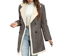Women's Coats Faux Fur Suede Jackets Womens Thermal Sherpa Fleece Lined Jacket Elegant Lapel Long Peacoats Ladies Warm Plush Overcoat Leather Bomber Jacket Outerwear Winter Coats for Women UK