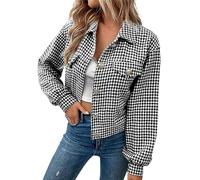 Women's Coats Fitted with Hood 2023 Autumn and Winter Women's Coat Lapel Single Breasted Houndstooth Jacket Coat Womens Jackets Size 16 (Black, M)