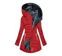 Womens Coats Sale Clearance,2024 Fleece Lined Hooded Jacket Black Quilted Ladies Parka Coat Mid Length Zipper Outdoor Outwear Tops Plain Outdoor Cotton Thick Warm Padded Winter Coat UK Size 16