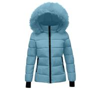 Women's Coats Sale, Ladies Winter Coat with Fur Hood Plain Quilted Puffer Jacket Hooded Parka Coat Warm Coat Thermal Outerwear Outdoor Down Coats Padded Jackets Thicken Overcoat Womens Coats Size 16