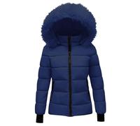 Women's Coats Sale, Ladies Winter Coat with Fur Hood Plain Quilted Puffer Jacket Hooded Parka Coat Warm Coat Thermal Outerwear Outdoor Down Coats Padded Jackets Thicken Overcoat Womens Coats Size 16