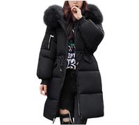 Women's Coats UK Clearance for Ladies Winter Quilted Down Jacket Mid-lenght Bread Puffer Coats Long Sleeve Lightweight Waterproof Jackets Padded Parkas Hooded Coat Outdoor Hiking Warm Outwear M-3XL