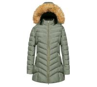 Womens Coats, Winter Coats for Women uk Zip Up Padded Quilted Down Wind Resistant Puffer Jacket with Faux Fur Hood Slim Trench with Zip Pockets Warm Outdoor Thick Parka S