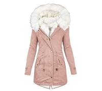 Womens Coats Winter Long Parka Jackets Quilted Padded Coat with Pockets Casual Long Sleeve Warm Fleece Lined Overcoats Ladies Pea Coats Outerwear Windproof Jacket with Fur Hood
