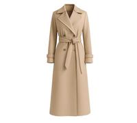 Women's Coats Winter Single Breasted Wool Blend Jacket Causal Lapel Collar Belted Button Elegant Coat Windbreaker Jacket Ladies Long Sleeve Tops Mid-Length Overcoat Warm Outerwear Plus Size
