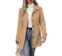 Womens Coats Womens Belted Wool Coat Lapel Collar Tie Waist Winter Jacket | The adjustable tie waist creates a flattering silhouette that suits every body type