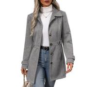 Womens Coats Womens Belted Wool Coat Lapel Collar Tie Waist Winter Jacket | The adjustable tie waist creates a flattering silhouette that suits every body type