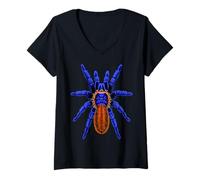 Women's Cobalt Blue Orange Tarantula Spider V-Neck T-Shirt