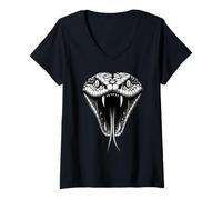 Women's Cobra Snake King Serpent Head Tattoo V-Neck T-Shirt