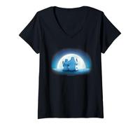 Womens Coca-Cola Christmas Polar Bears Moonlight Portrait V-Neck T-Shirt