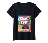 Womens Coca-Cola Coke is It! Vintage Music Poster V-Neck T-Shirt