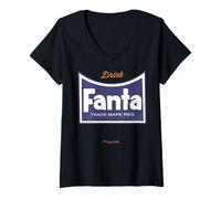 Womens Coca-Cola Vintage Fanta Logo Drink Fanta Trade Mark Reg V-Neck T-Shirt