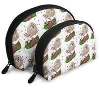 Womens Cocker Spaniel Christmas Travel Cosmetic Bags Waterproof 2PC Makeup Clutch Pouch Cosmetic and Toiletries Organizer Bag Portable Travel Toiletry Pouch Girls