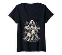 Women's Cocker Spaniel Playing Guitar Funny Medieval Dog Guitarist V-Neck T-Shirt