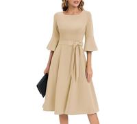 Women's Cocktail Dress A Line Tea Party Midi Graduation Dresses Church Wedding Formal Homecoming Clothing Champagne XL