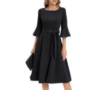 Women's Cocktail Dress A Line Tea Party Midi Graduation Dresses Church Wedding Formal Homecoming Clothing Black 2XL