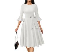 Women's Cocktail Dress A Line Tea Party Midi Graduation Dresses Church Wedding Formal Homecoming Clothing White M