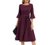 Women's Cocktail Dress A Line Tea Party Midi Graduation Dresses Church Wedding Formal Homecoming Clothing Burgundy 2XL