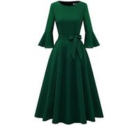 Women's Cocktail Dress A Line Tea Party Midi Graduation Dresses Church Wedding Formal Homecoming Clothing Dark Green XL