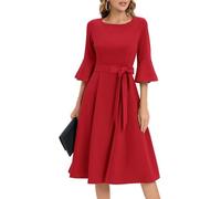 Women's Cocktail Dress A Line Tea Party Midi Graduation Dresses Church Wedding Formal Homecoming Clothing Red M