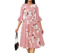 Women's Cocktail Dress A Line Tea Party Midi Graduation Dresses Church Wedding Formal Homecoming Clothing Blush White Flower S