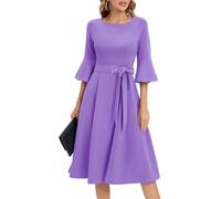 Women's Cocktail Dress A Line Tea Party Midi Graduation Dresses Church Wedding Formal Prom Evening Clothing Lavender XL