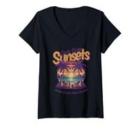 Womens Cocktail in Hand Feet in the Sand Costa Rican Sunsets V-Neck T-Shirt