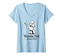 Womens Cocktails & Poodles Social Club Poodle Design for Women V-Neck T-Shirt