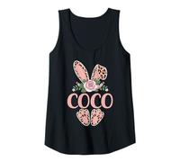 Womens Coco Cute Leopard Bunny Ears Floral Easter Tank Top