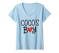 Women's Coco’S Boy Favorite Child Grandma Funny Mothers Day V-Neck T-Shirt