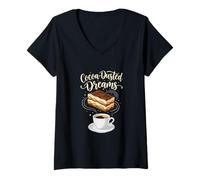 Womens Cocoa Dusted Dreams Tiramisu and Coffee Art V-Neck T-Shirt