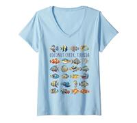 Women's Coconut Cr lorida Colorful Fish Design V-Neck T-Shirt
