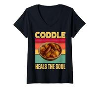 Women's Coddle Heals The Soul Dublin Irish Funny Food Retro V-Neck T-Shirt