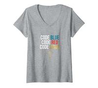 Women's Code Blue Code Red Code Jesus Christian Nurse Faith V-Neck T-Shirt