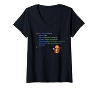 Womens Code Monkey Daily Routine - Funny JavaScript Design V-Neck T-Shirt