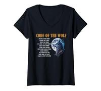 Women's Code of the Wolf Family Loyalty Full Moon Quote Graphic V-Neck T-Shirt